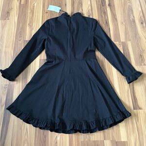 Black Long Sleeve Dress with Ruffle Hem